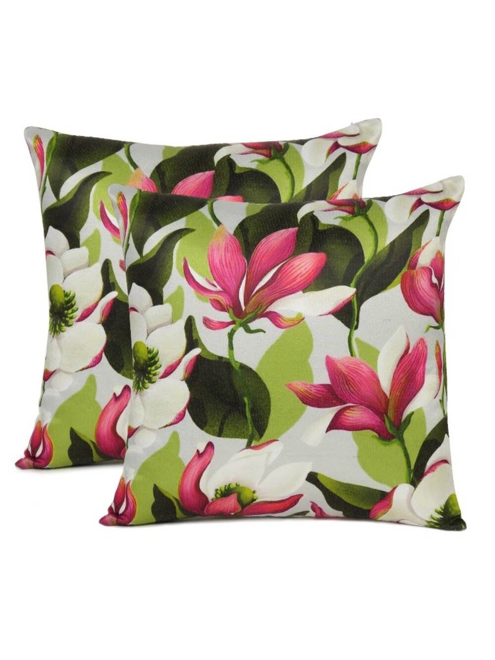 Oussum Zipper Closure Cushion Cover Floral Print Cotton Pillow Case Set of 2